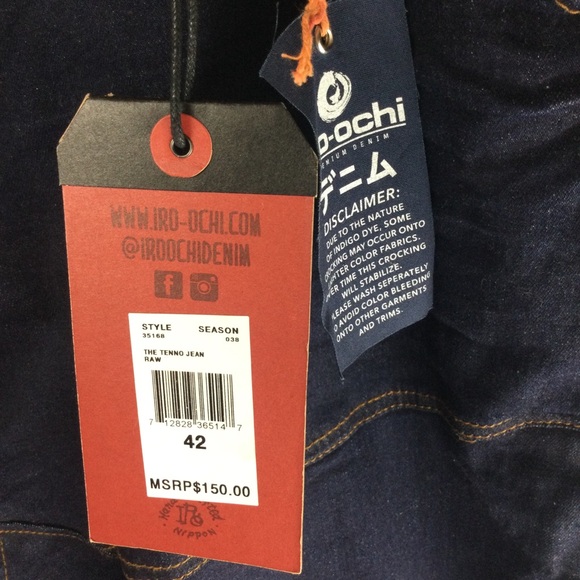 NWT Iro-Ochi The Tenno Ribbed Panel Seamed Natural Indigo Denim Shorts Size 42 - Picture 11 of 15